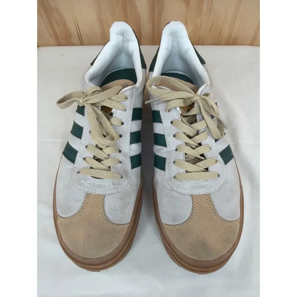 Adidas Gazelle Bold Platform Sneakers Cream Tan Green Women 8.5 Streetwear Retro